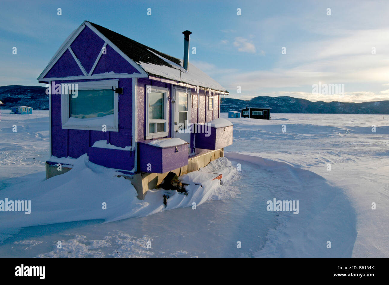 Ice fishing hut, SaguenayLac Saint Jean, Mont Valin Region, Quebec