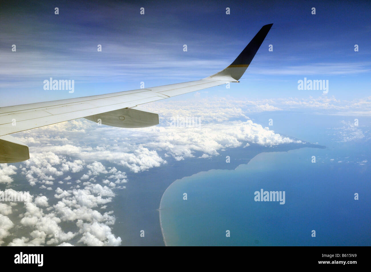 View from an airplane of a Caribbean coast, Nicaragua, Central America Stock Photo