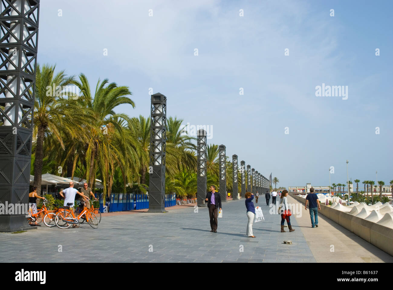 Beachside at Port Olimpic the Olympic Port in Barcelona Spain Europe Stock Photo