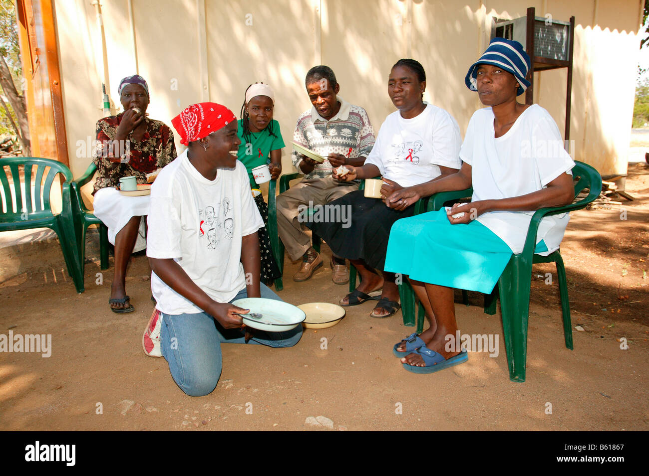 People sitting in a semicircle, AIDS Support Group, Francistown