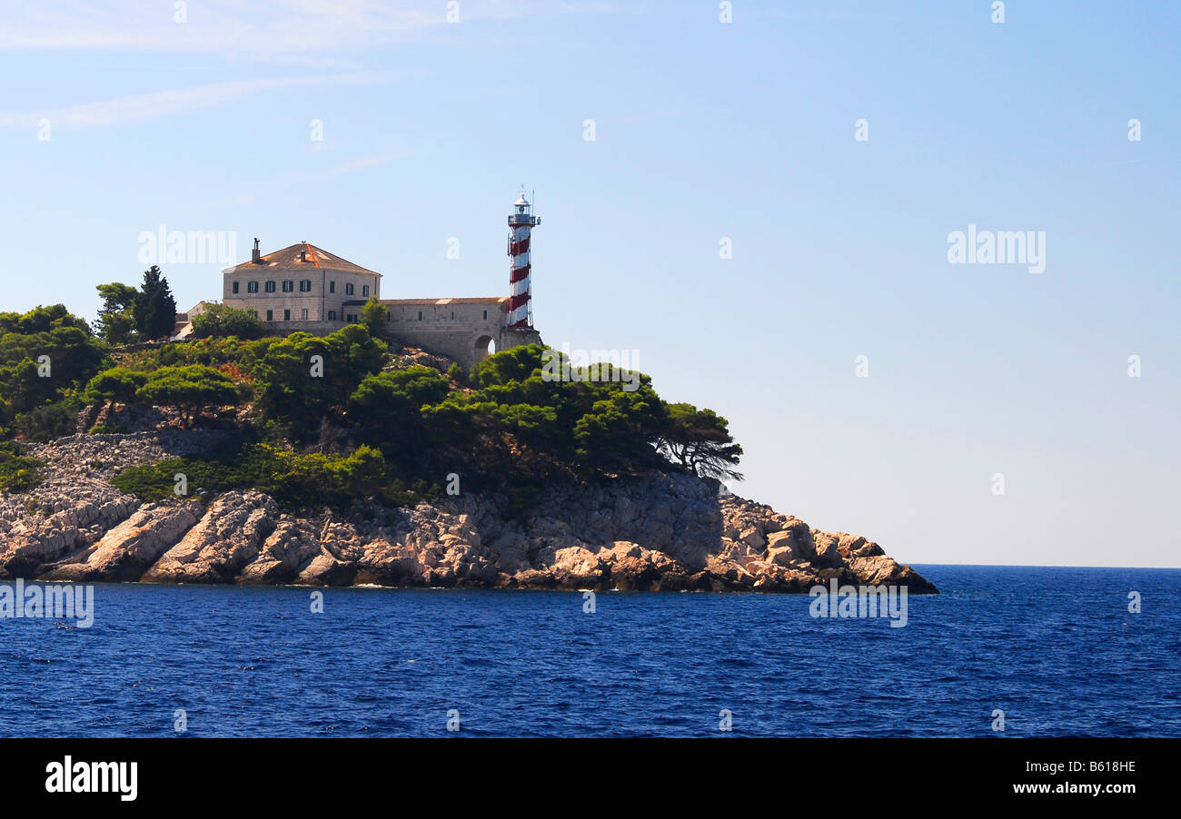 Lighthouse near Kornati National Park, UNESCO World Natural Heritage Site, Europe Stock Photo