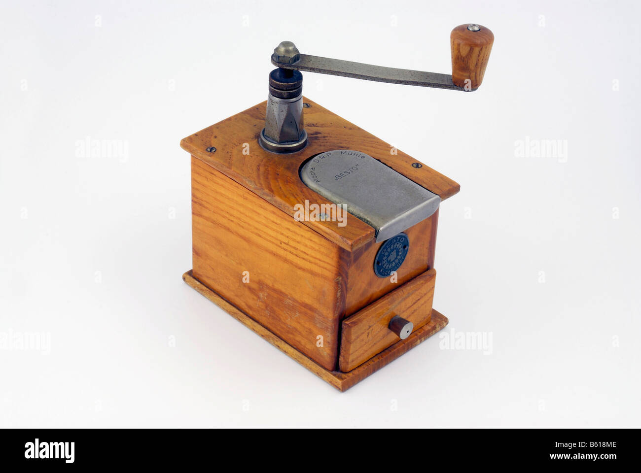 Old wooden coffee grinder Stock Photo Alamy