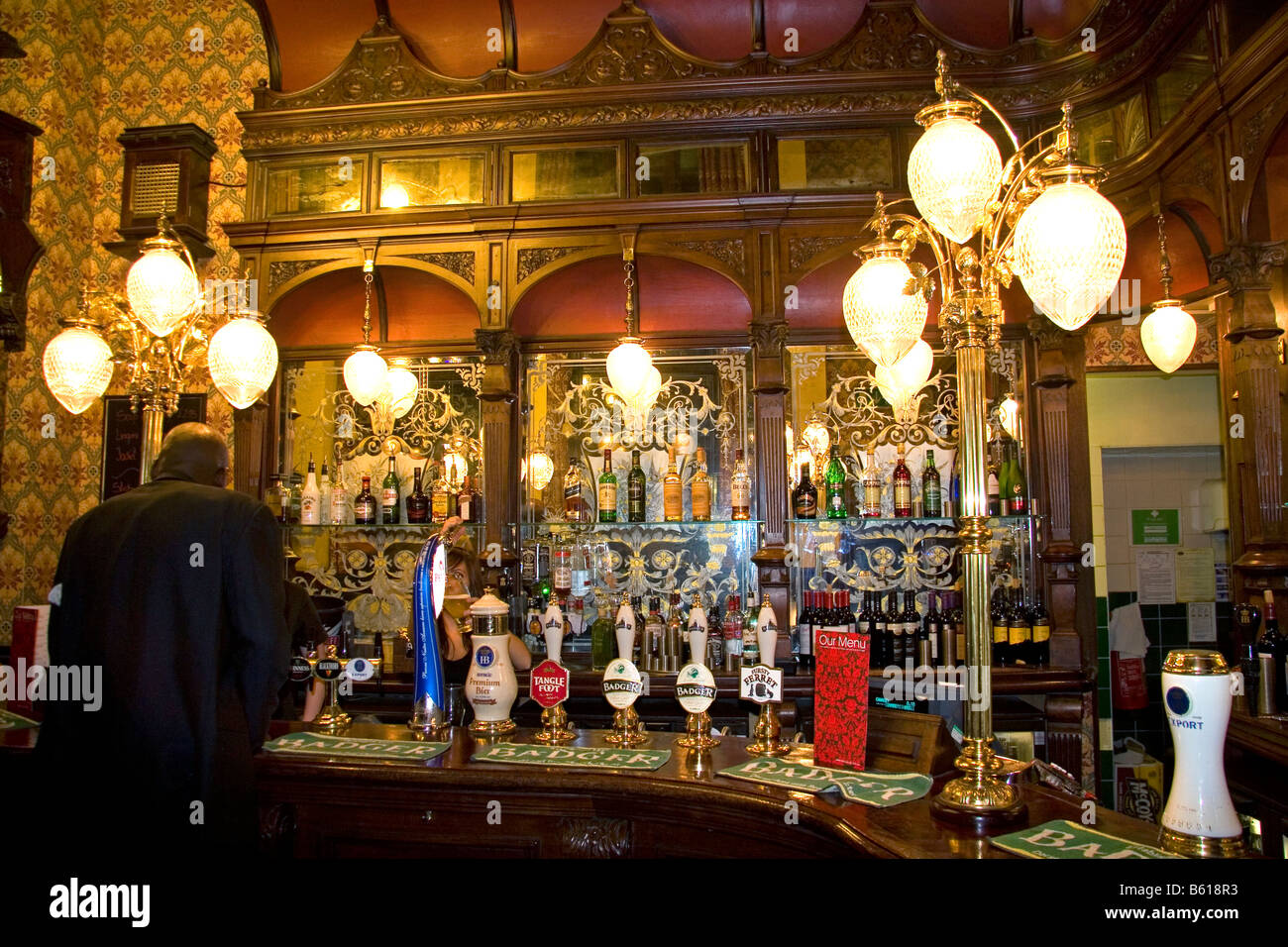 Interior of the St Stephens Tavern in London England Stock Photo