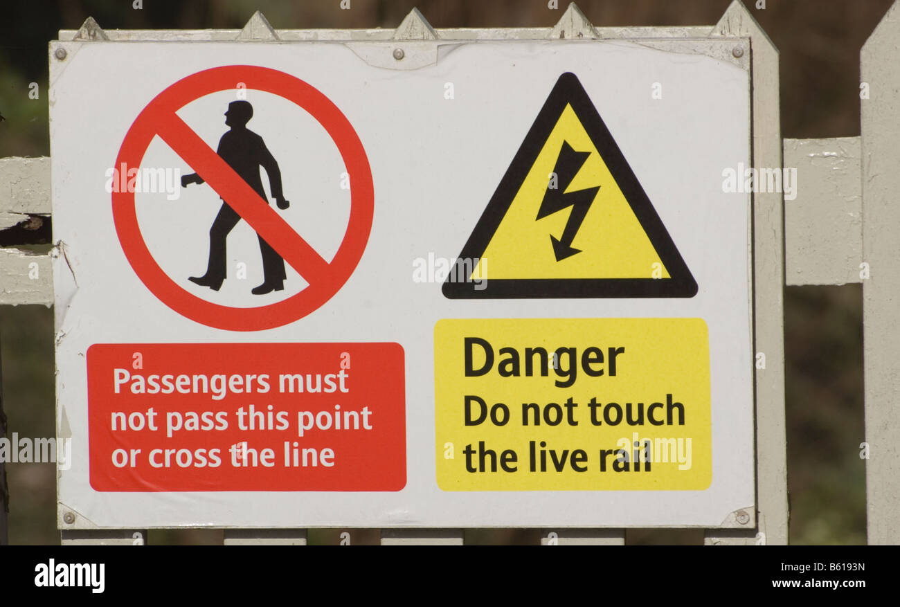 Danger Sign for Railway Lines Stock Photo