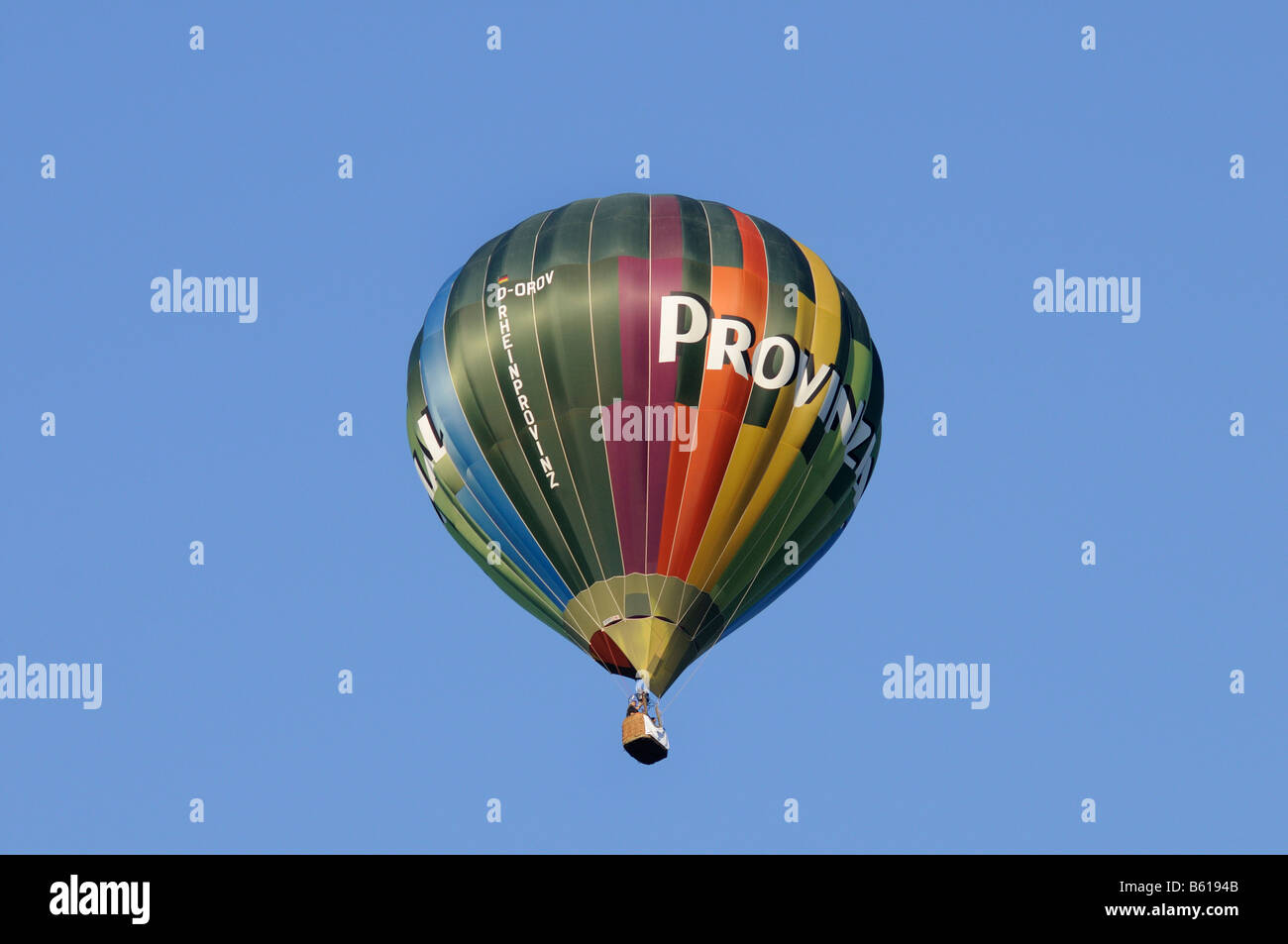 Tethered or captive balloon against a blue sky, hot air balloon of the Provinzial Versicherung insurance company of the Stock Photo