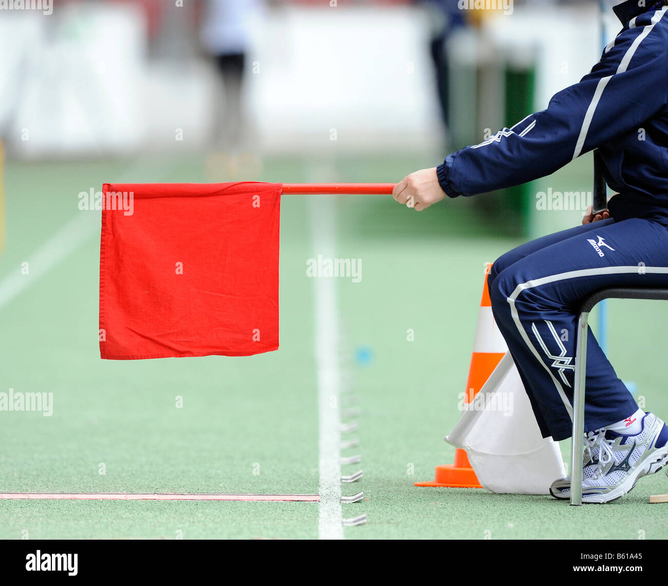 Red flag at the long jump Stock Photo Alamy