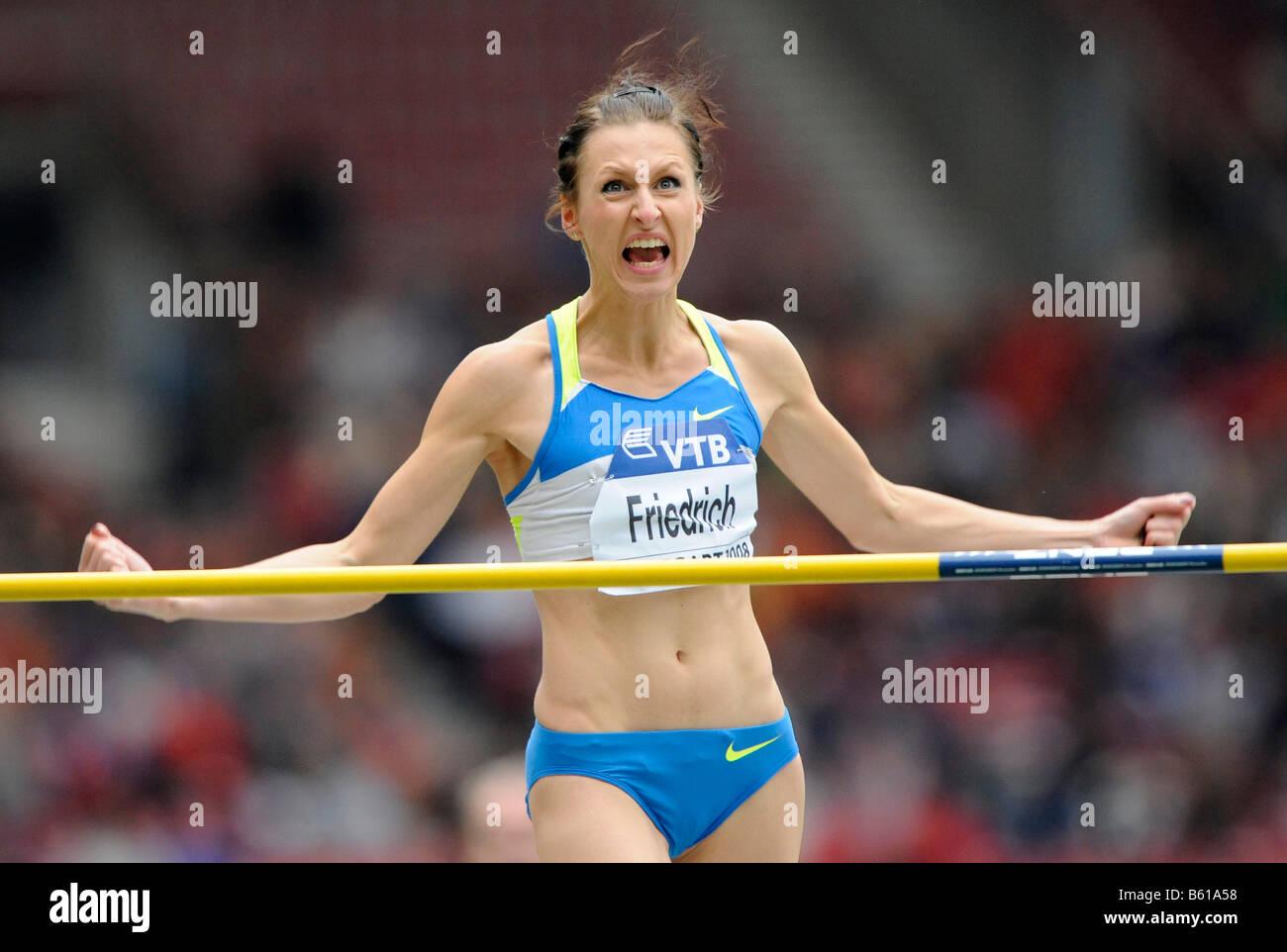 Ariane FRIEDRICH, GER, High Jump, at the IAAF 2008 World Athletics Final for track and field in the Mercedes-Benz Arena Stock Photo