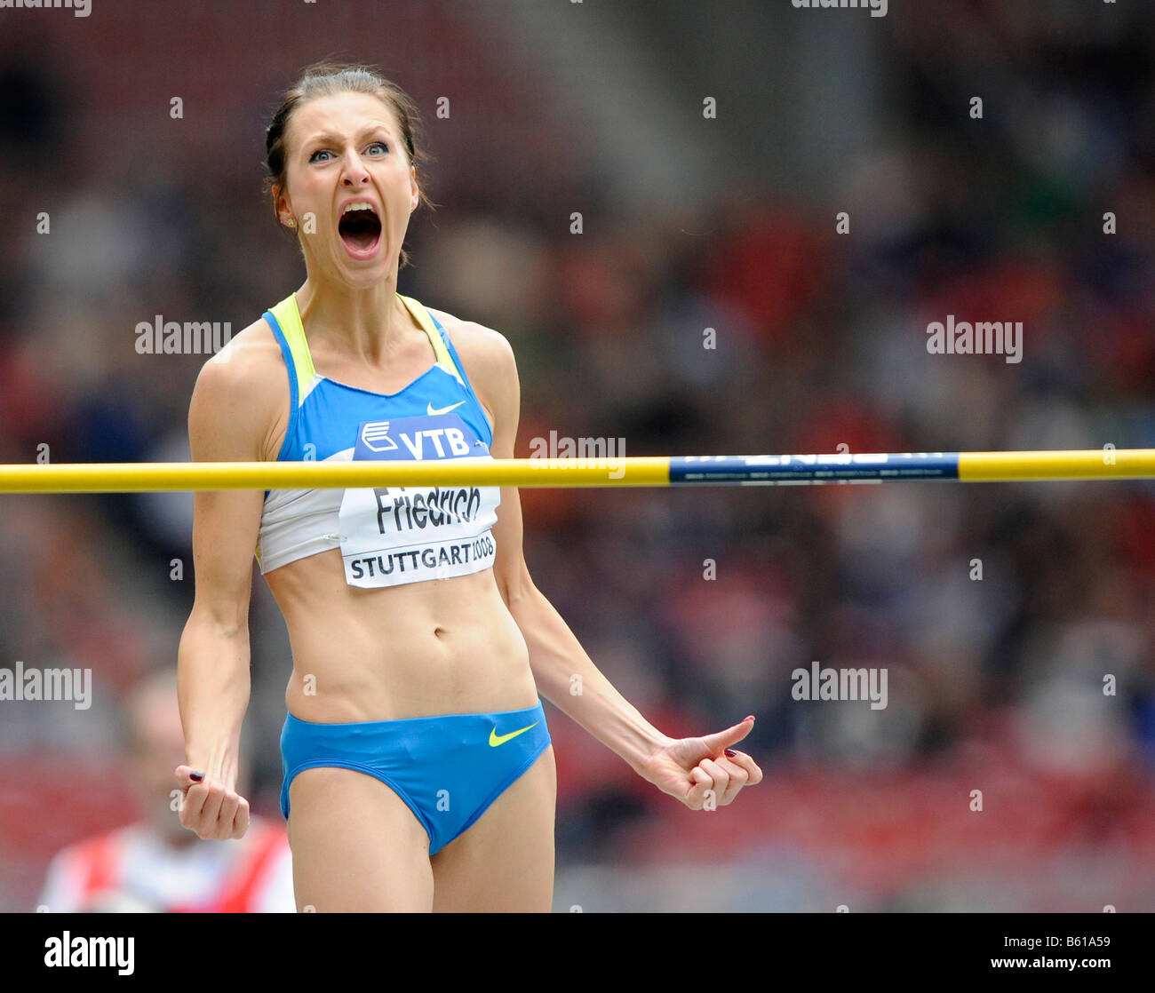 Ariane FRIEDRICH, GER, High Jump, at the IAAF 2008 World Athletics Final for track and field in the Mercedes-Benz Arena Stock Photo