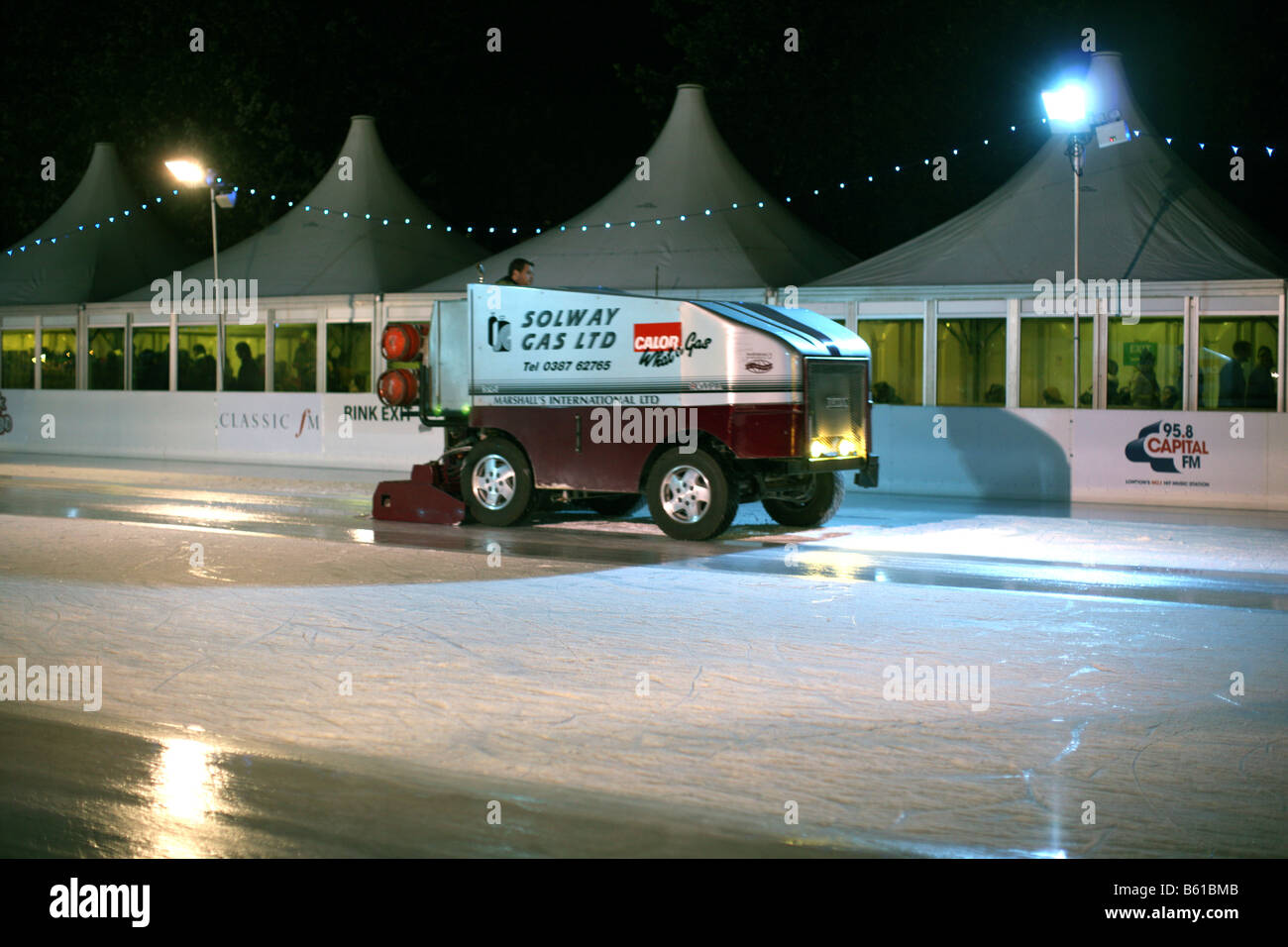 Ice cleaning machine on skating rink London Stock Photo Alamy