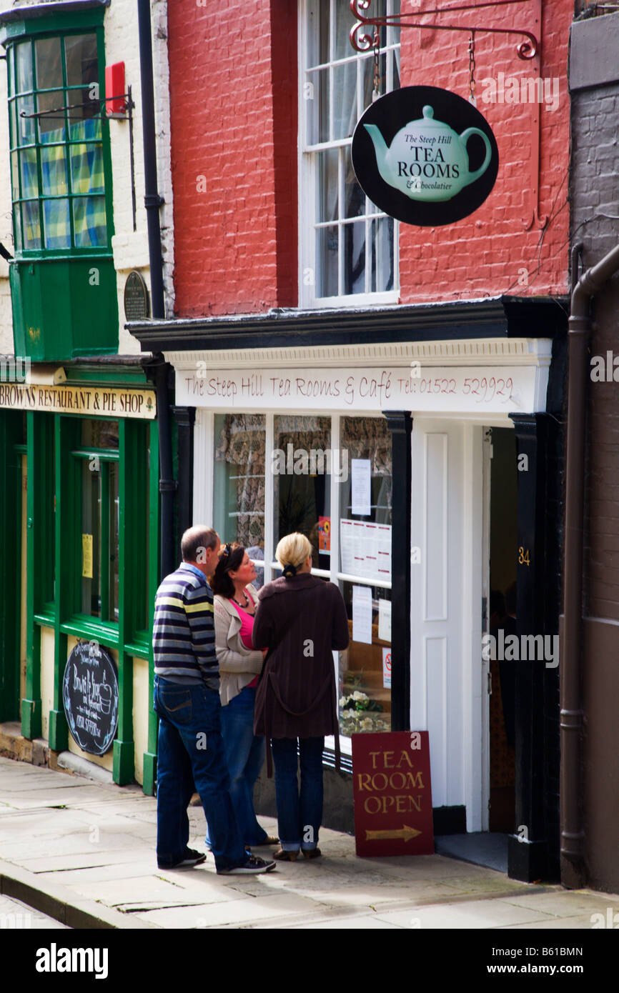 Looking at a Tea Room Menu on Steep Hill Lincoln Lincolnshire England