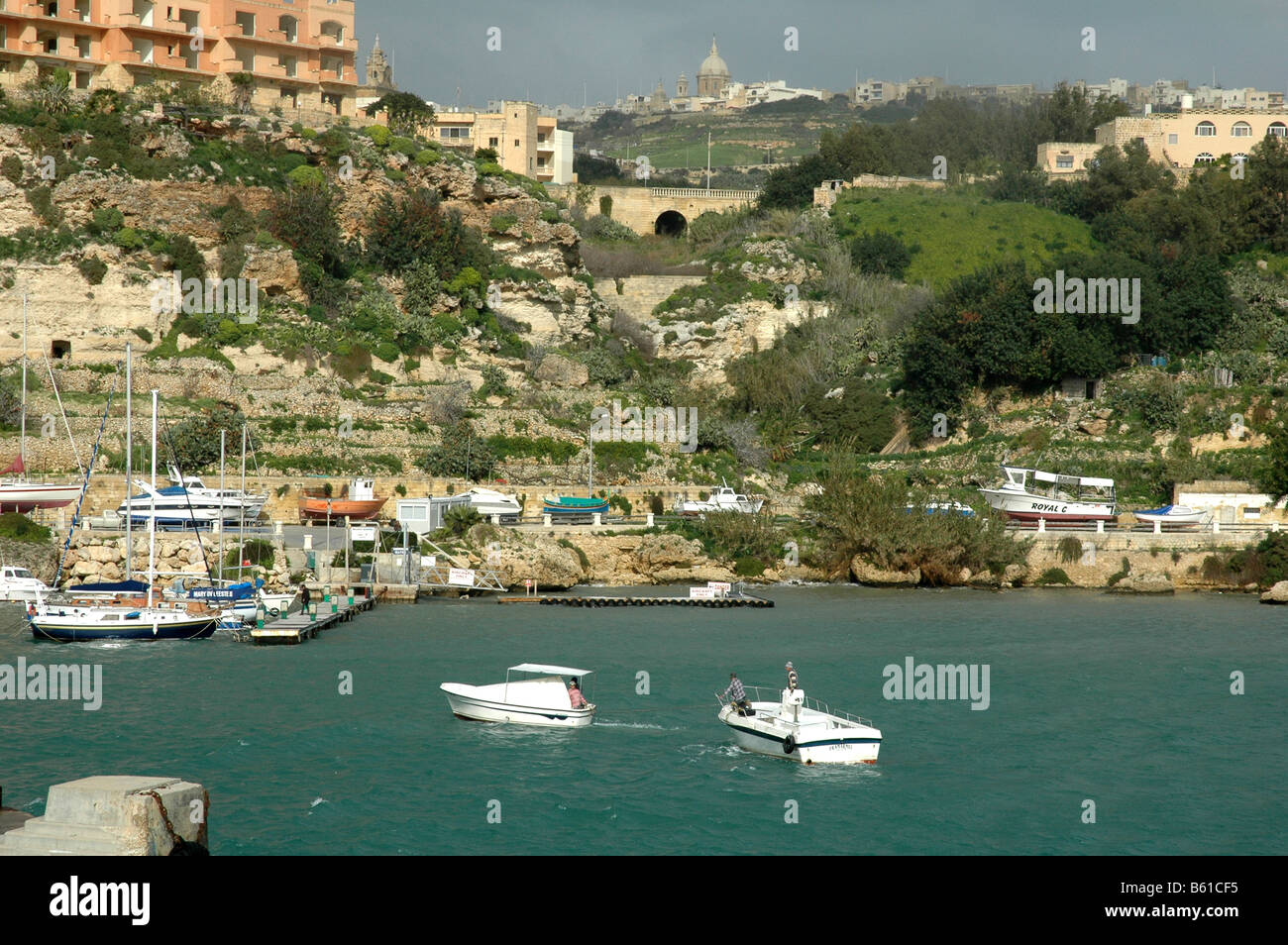 A harbour scene Gozo Malta Stock Photo