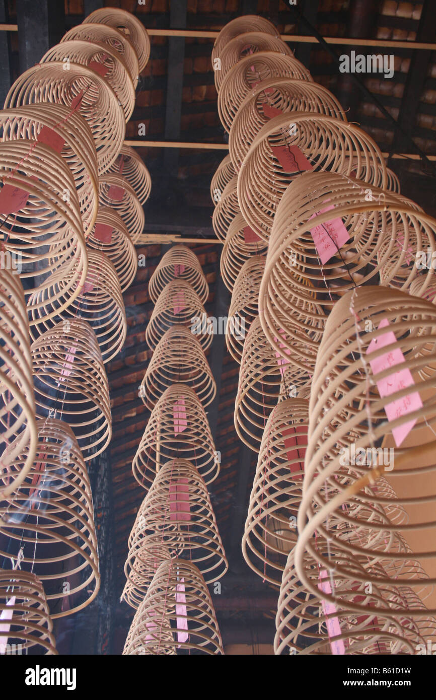 Incense Coils Hanging From Ceiling Of Buddhist Temple