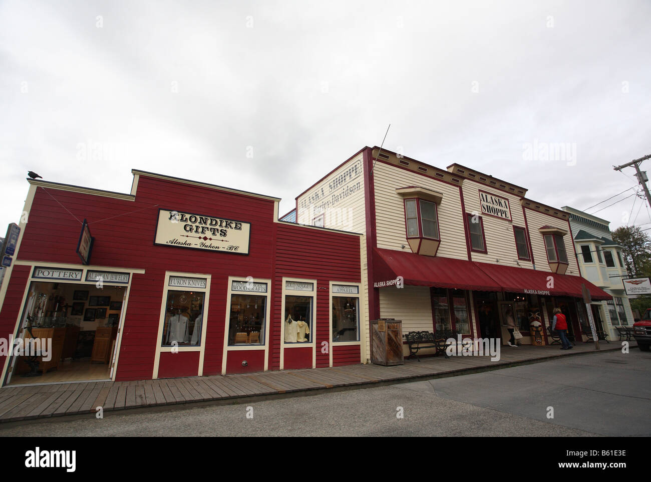 Colorful downtown stores in Skagway Alaska Stock Photo Alamy