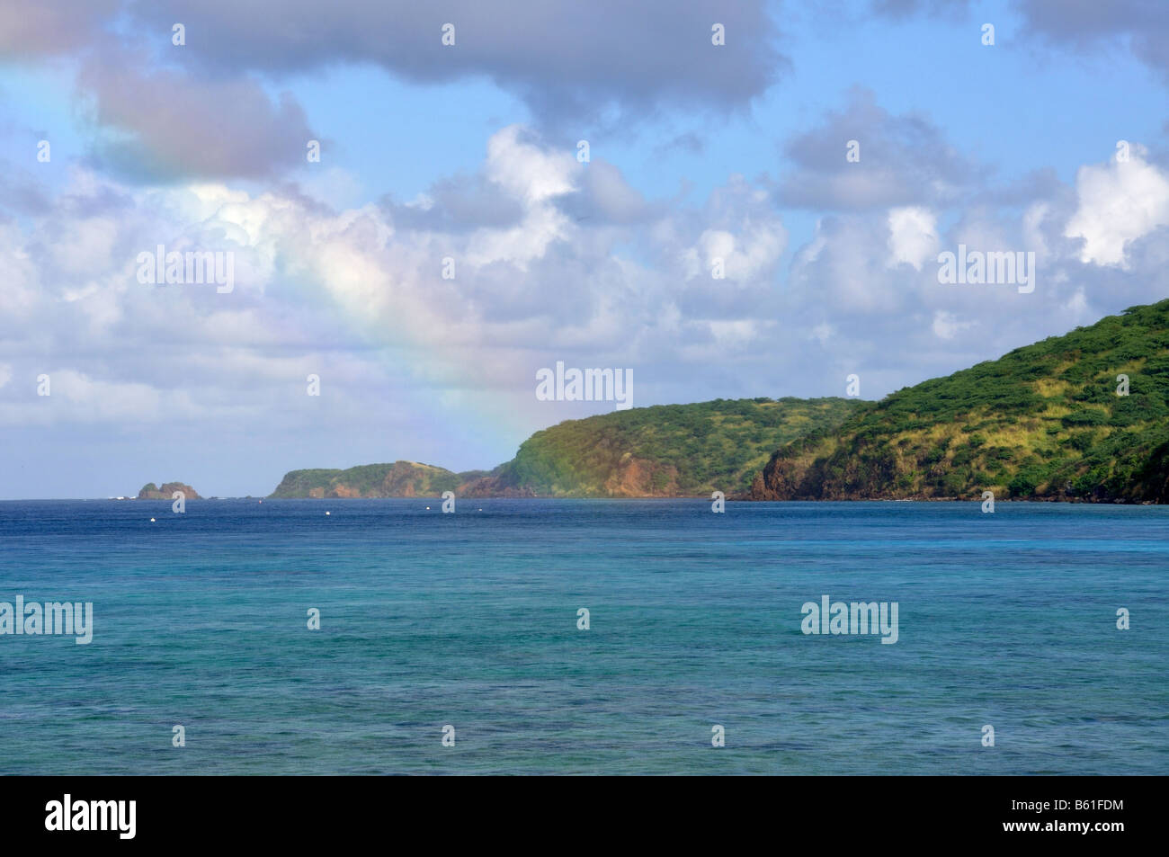 a rainbow on the coast of isla culebra island, puerto rico Stock Photo
