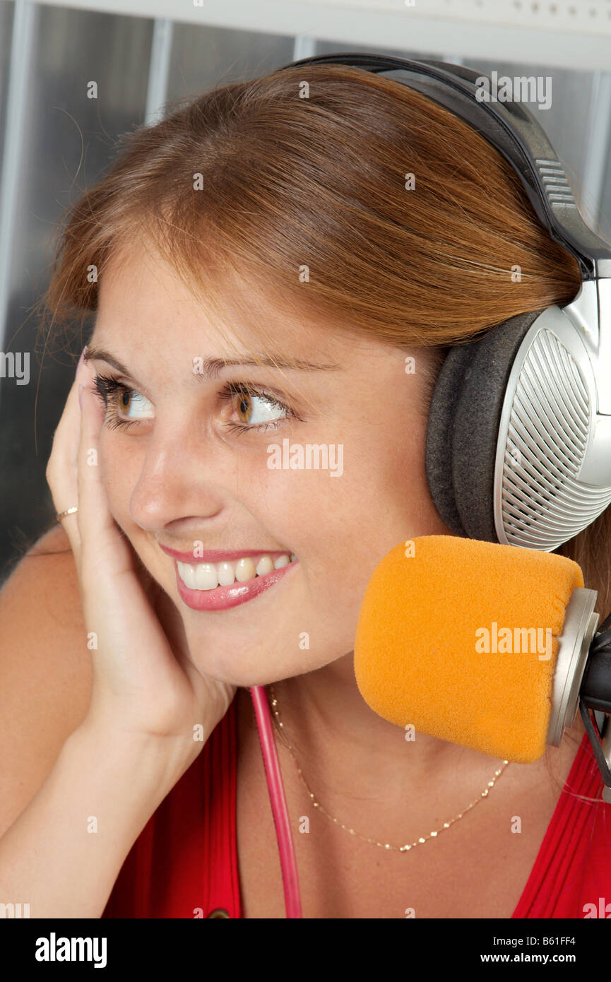 The leader of studio of broadcasting popular FM radio programs Stock ...