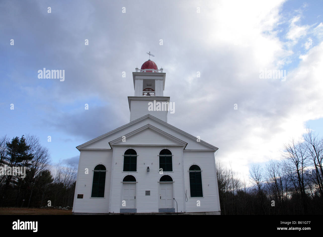 Bell Hill Meeting House during the autumn months Located in Otisfield Maine USA Stock Photo