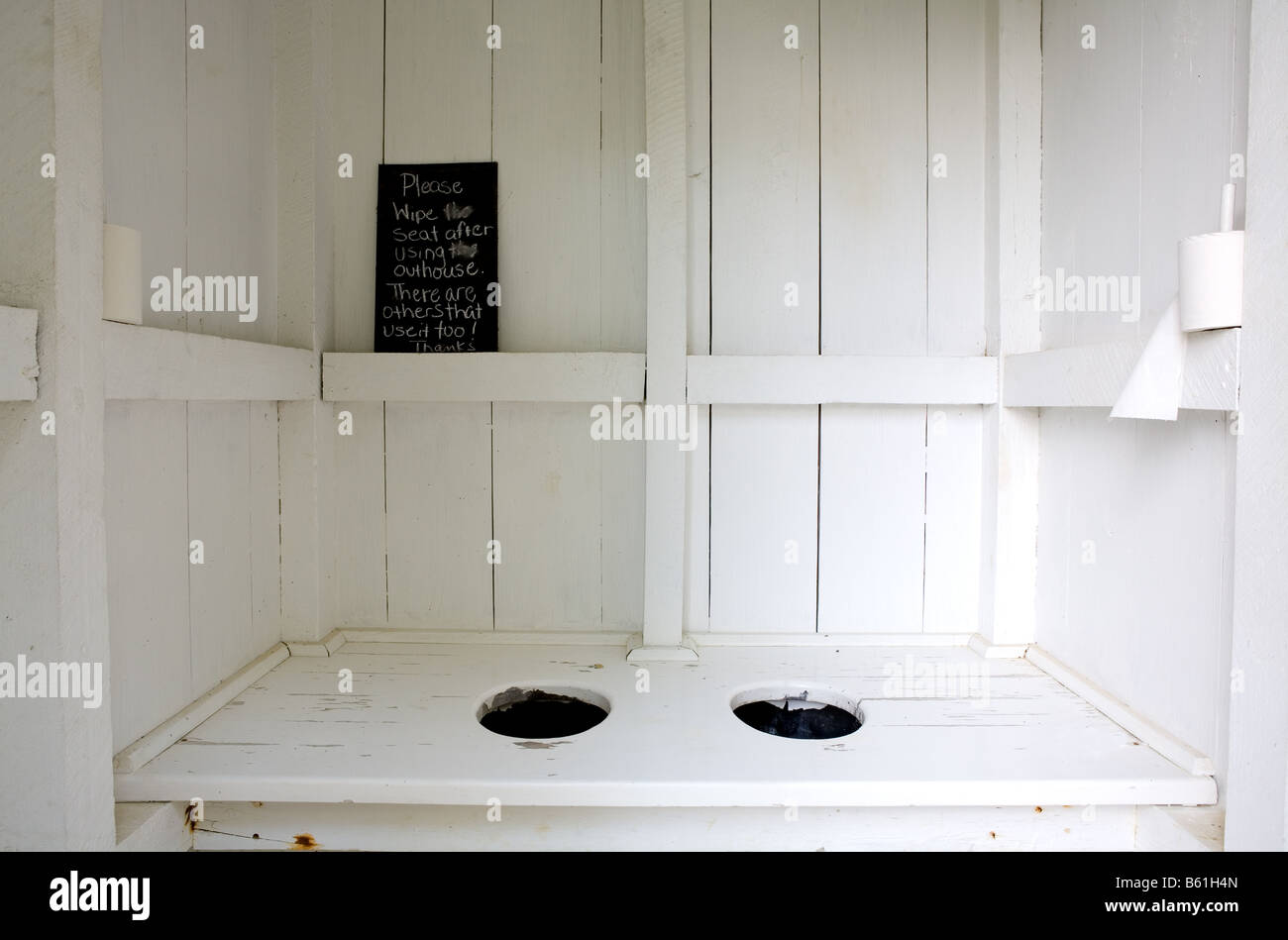Outhouse in a city park demonstration farm. Stock Photo