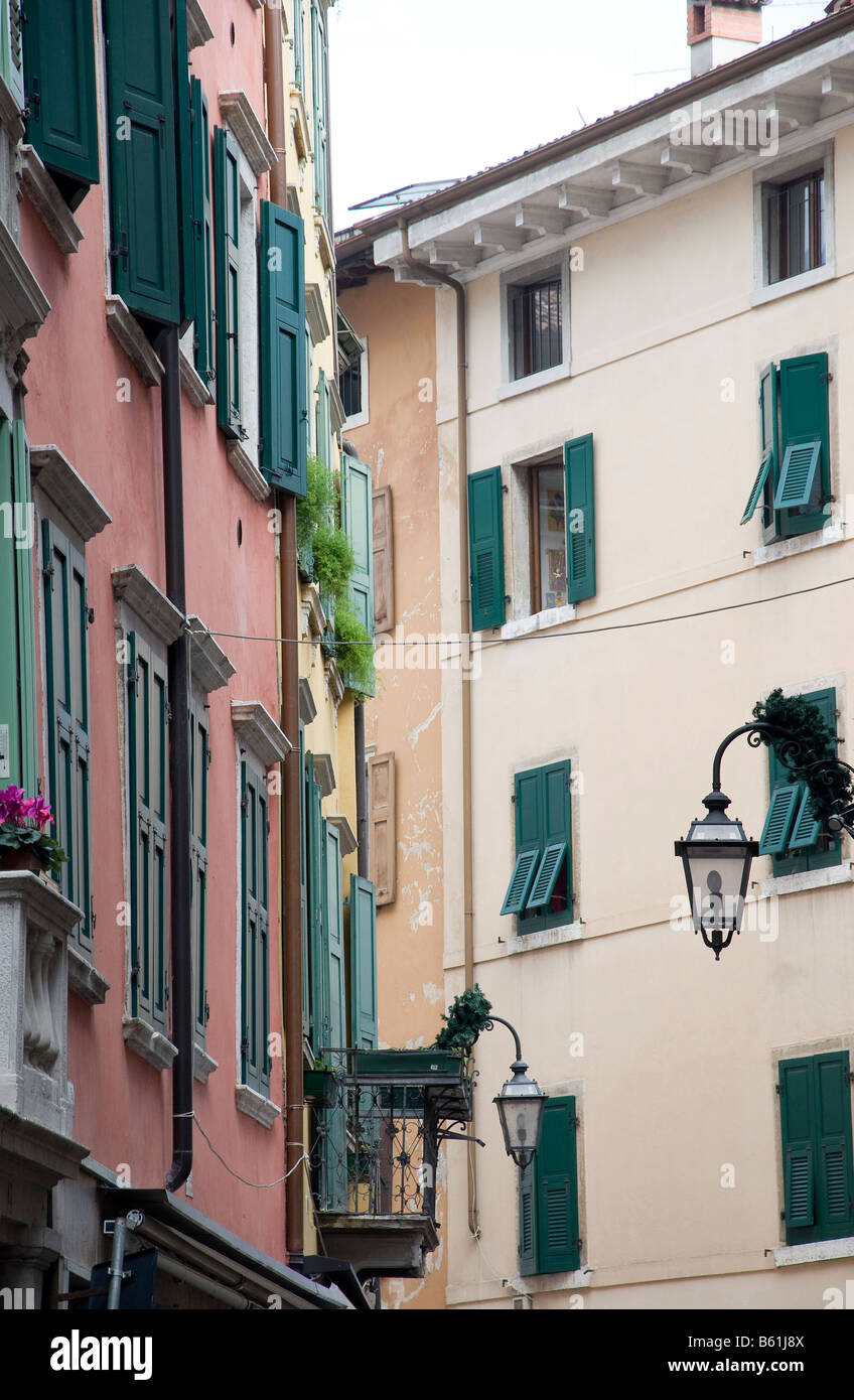 Coloured house on an Italian street Riva del Garda Lake Garda Italy Stock Photo Alamy