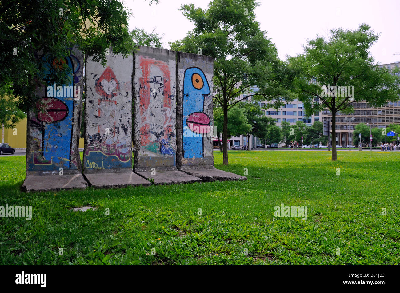 Exhibited parts of the former Berlin Wall on Leipziger Platz Square