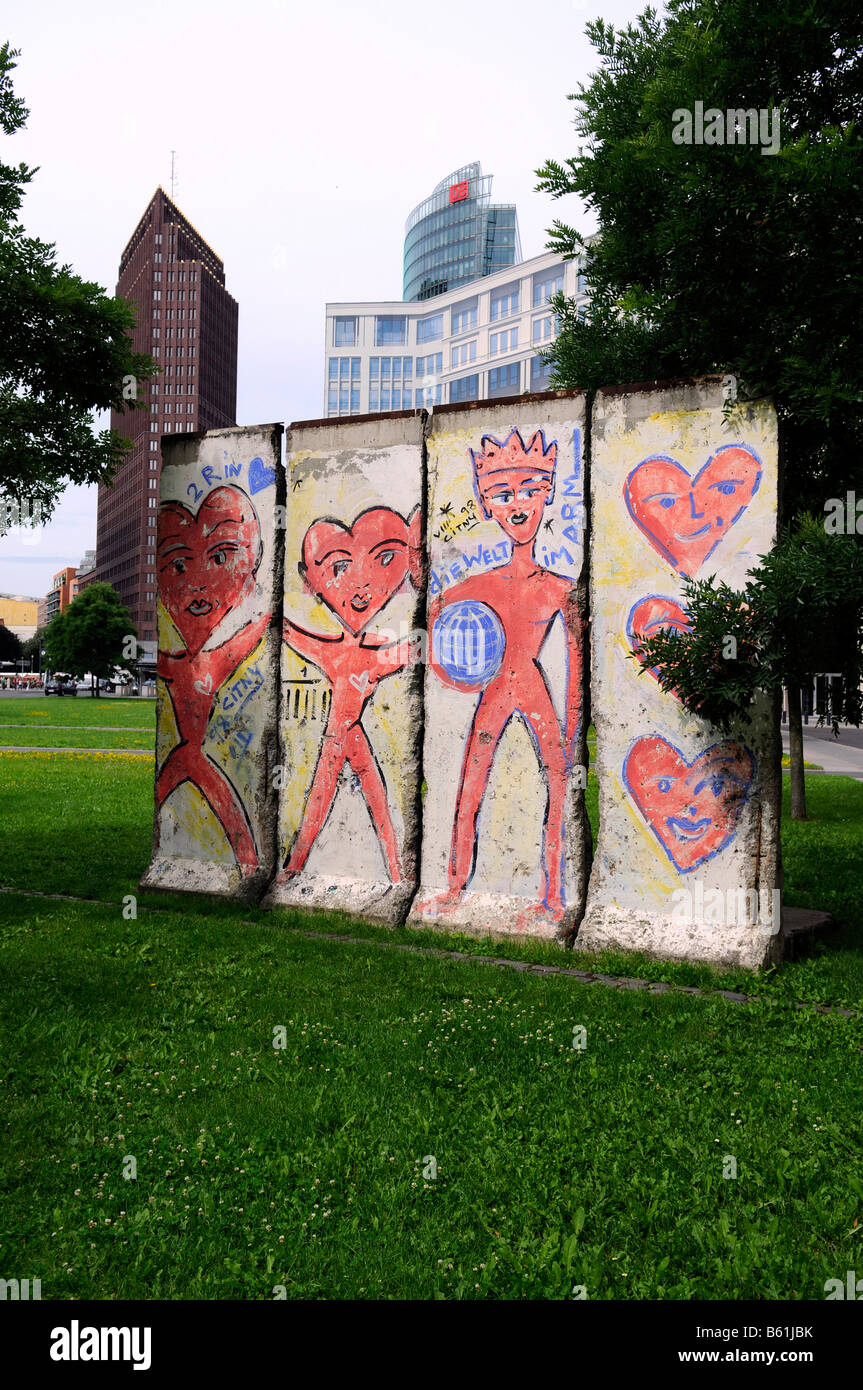 Exhibited parts of the former Berlin Wall on Leipziger Platz Square