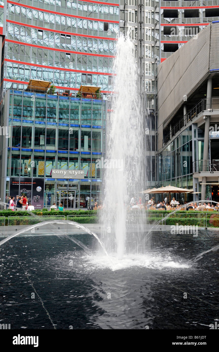 Fountain in the courtyard of the Sony Center, Potsdamer Platz Square, Berlin Stock Photo