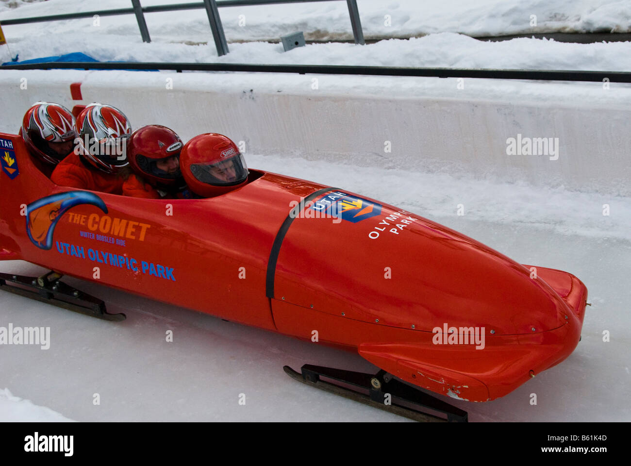 Comet public bobsled four man ride starts from the top Utah Olympic ...