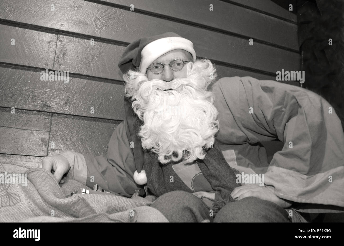 swedish santa claus with beard svensk jultomte tomte med skägg och luva  svartvitt porträtt black and white B/W portrait M R Stock Photo - Alamy