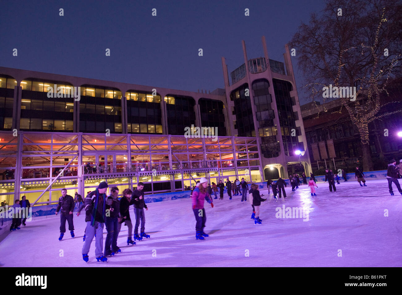Ice Rink by Natural History Museum in winter season London United