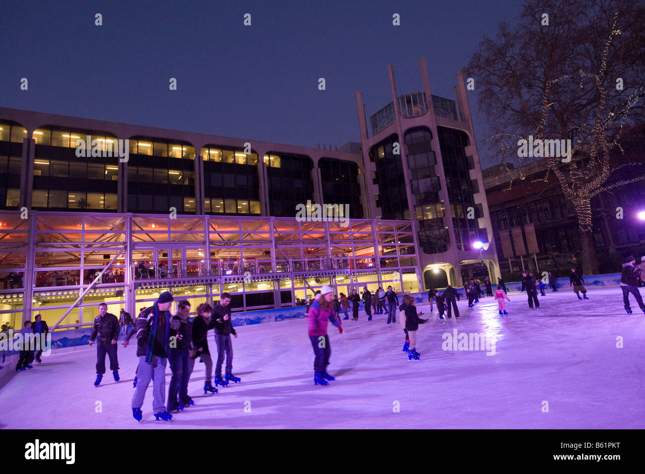 Ice Rink by Natural History Museum in winter season London United Kingdom Stock Photo