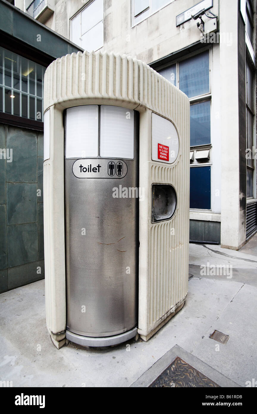 public outdoor portaloo outhouse toilet restroom london england uk