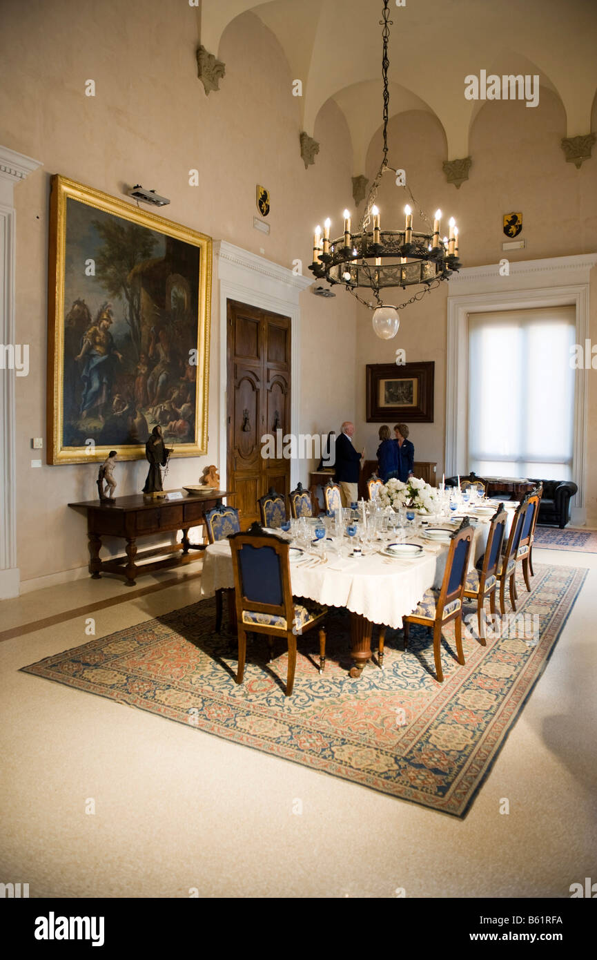 Medieval room with laid table Stock Photo