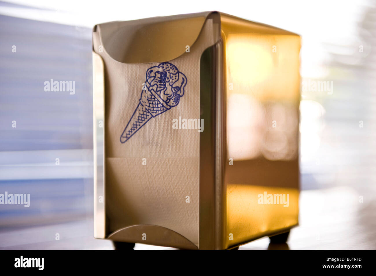 Serviette dispenser with an ice-cream motif Stock Photo