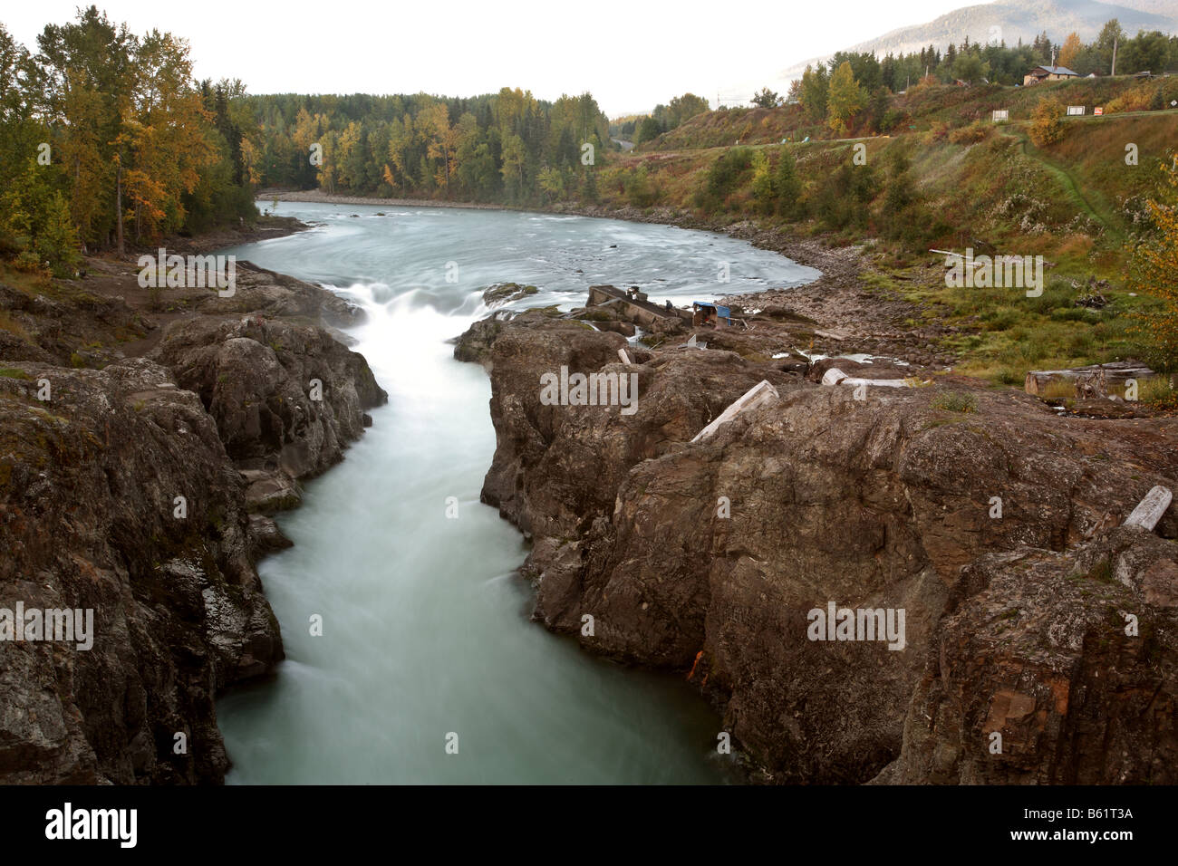 Moricetown Canyon and Falls on the Bulkley River in Moricetwown