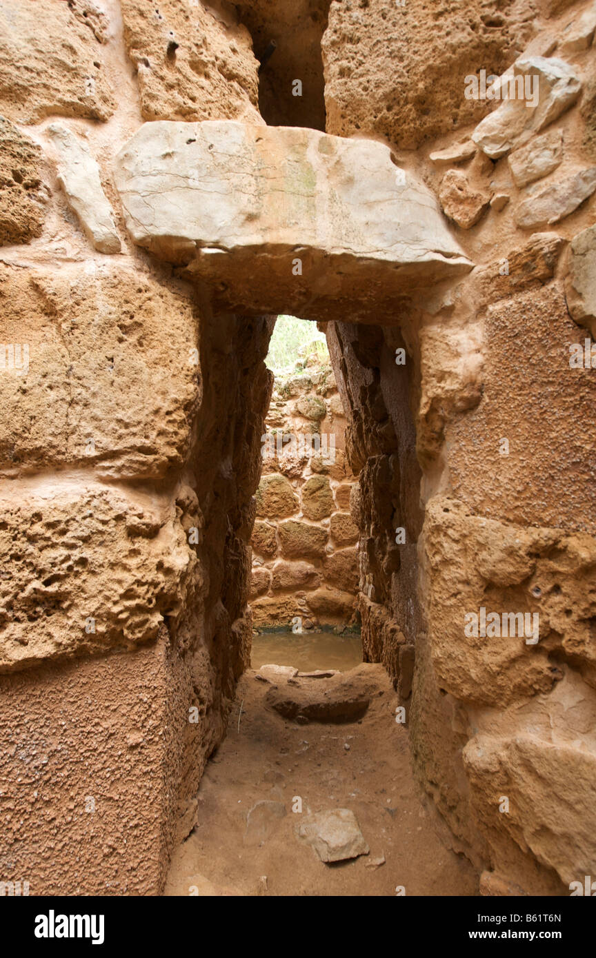INside the tower of the Nuraghe settlement, Palmavera near Alghero, Sardinia, Italy, Europe Stock Photo