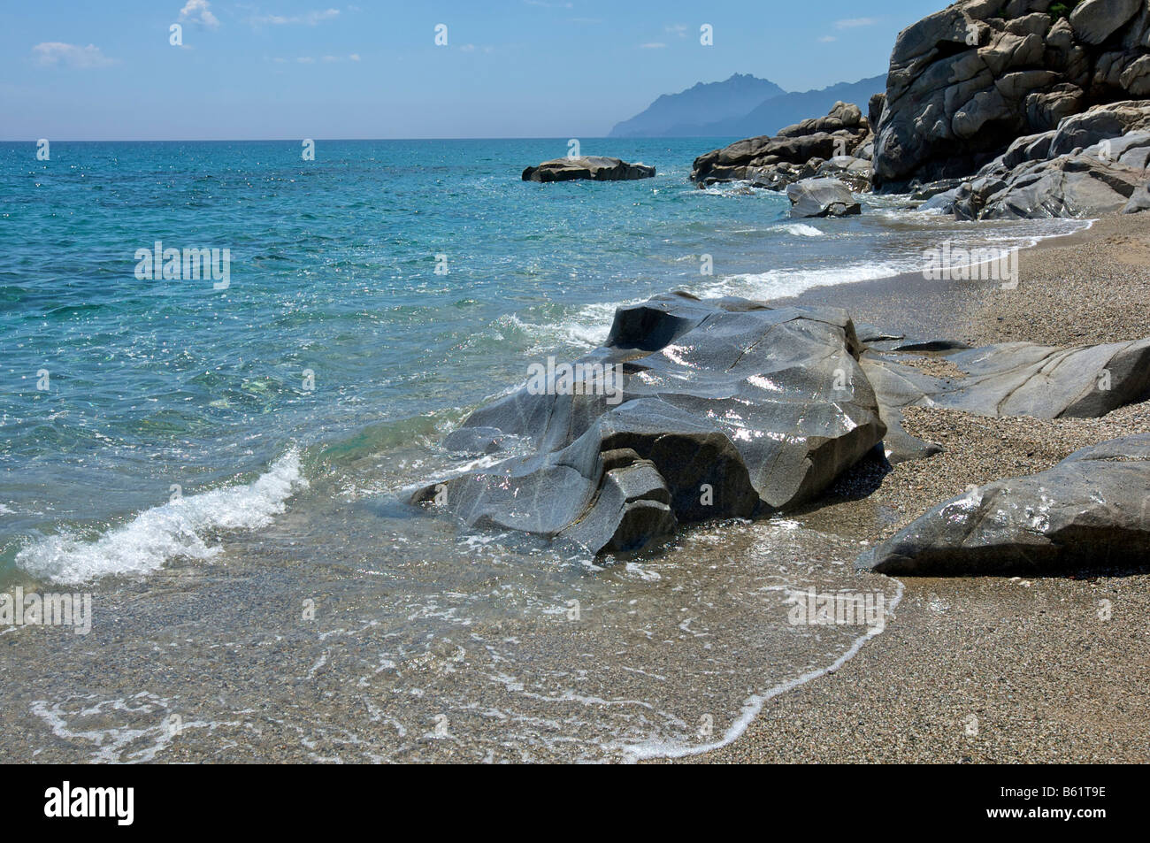 Granite rocks on the beach of Barisardo, Sardinia, Italy, Europe Stock Photo