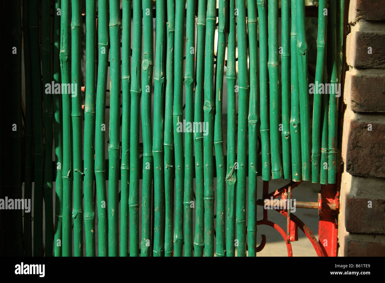 Green cane gate Stock Photo