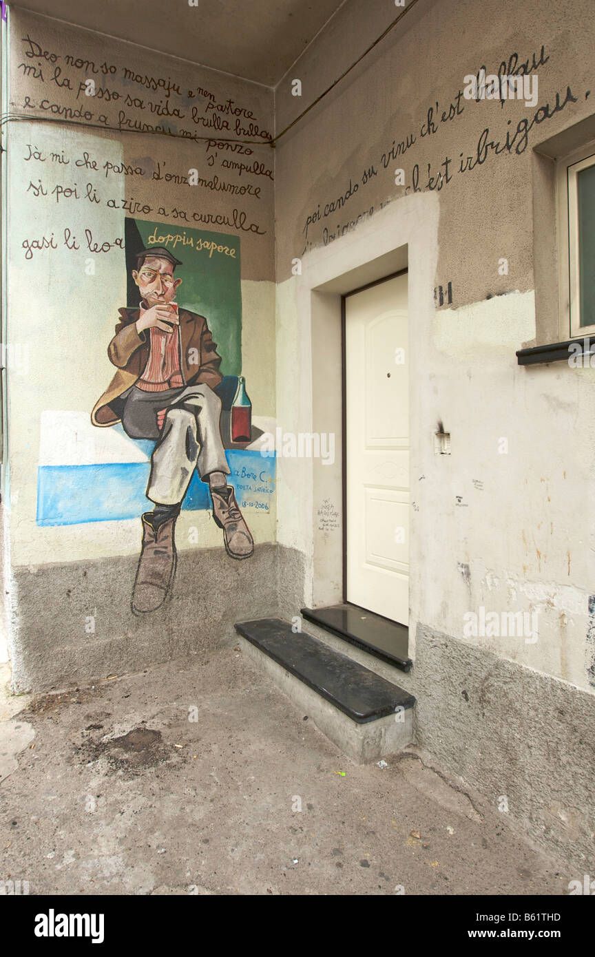 Political mural, Orgosolo, Sardinia, Italy, Europe Stock Photo