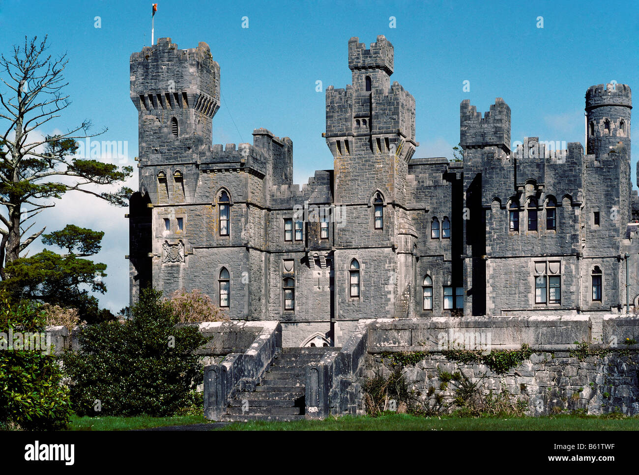 Ashford Castle, castle hotel on Lough Corrib, County Mayo, Ireland, Europe Stock Photo