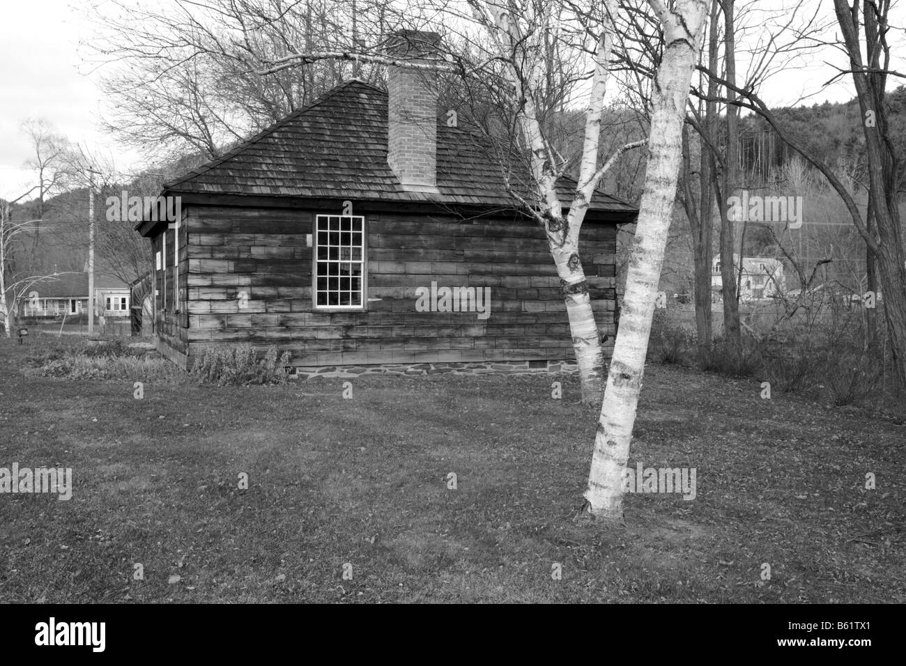 Eureka Schoolhouse during the autumn months located in Springfield Vermont USA Stock Photo