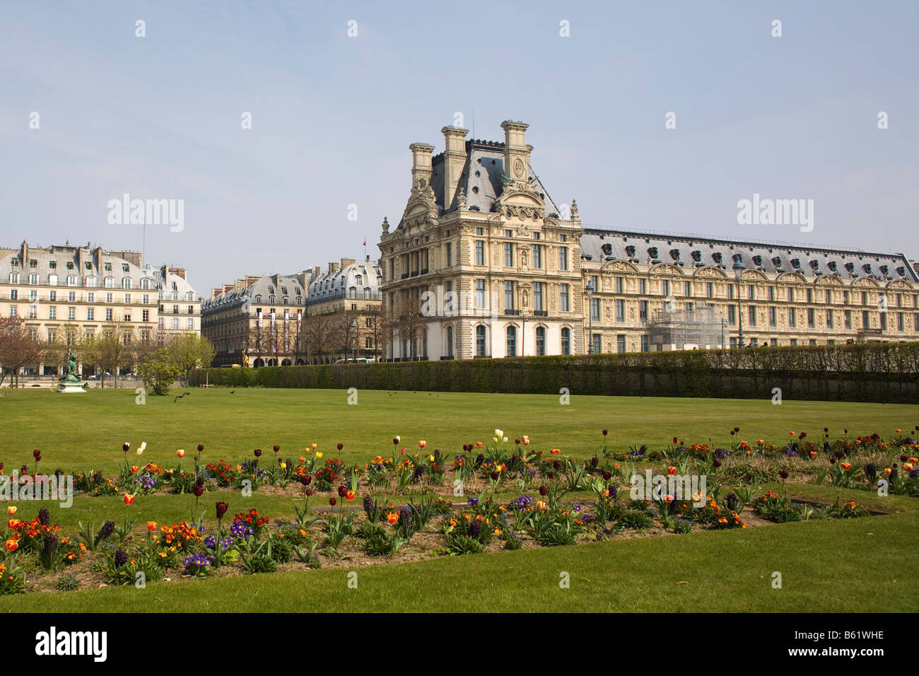 A garden inside the grounds of the Musee du Louvre in Paris Stock Photo