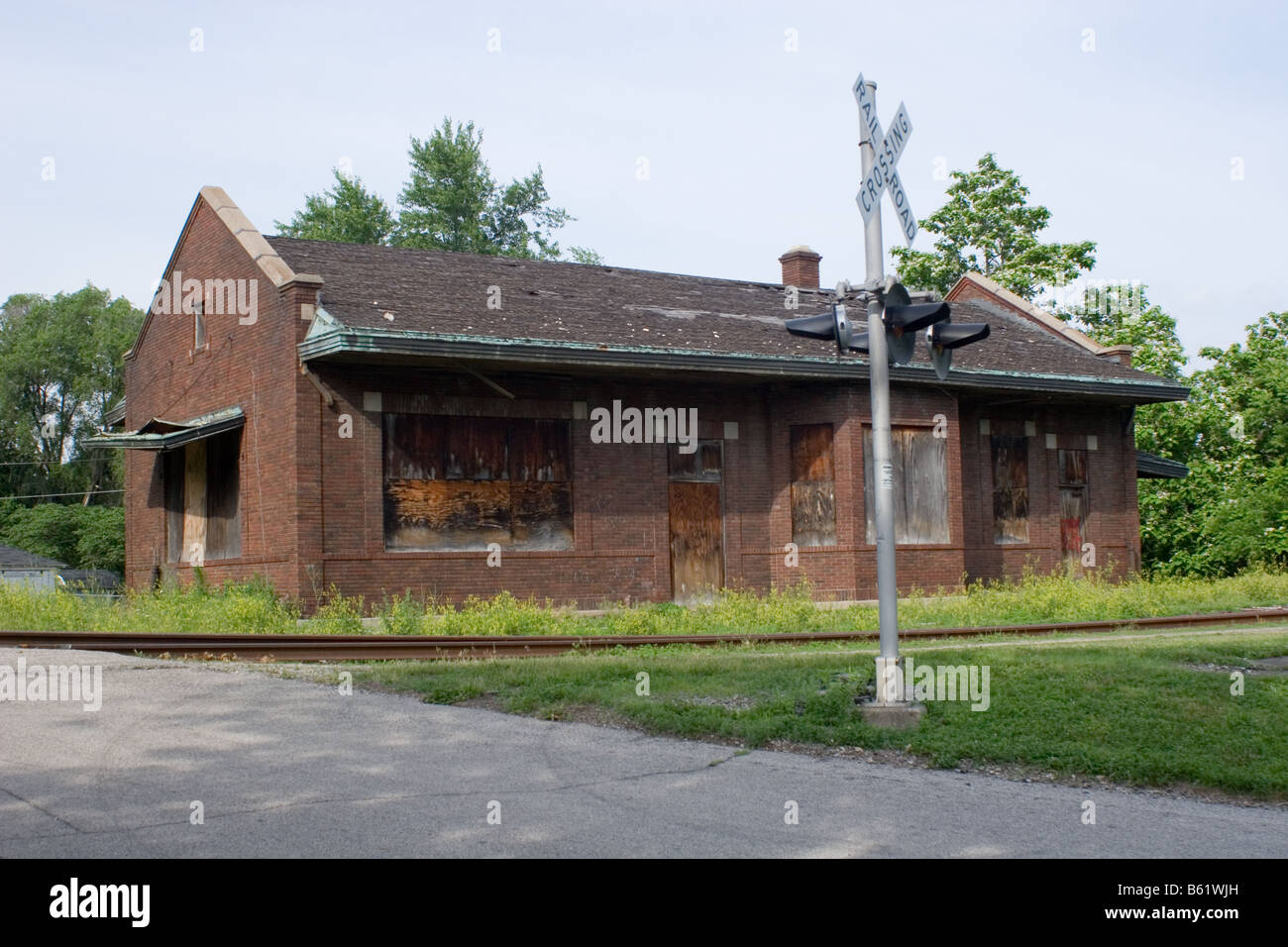 Abandoned railway station at Hartford City Indiana USA Stock Photo