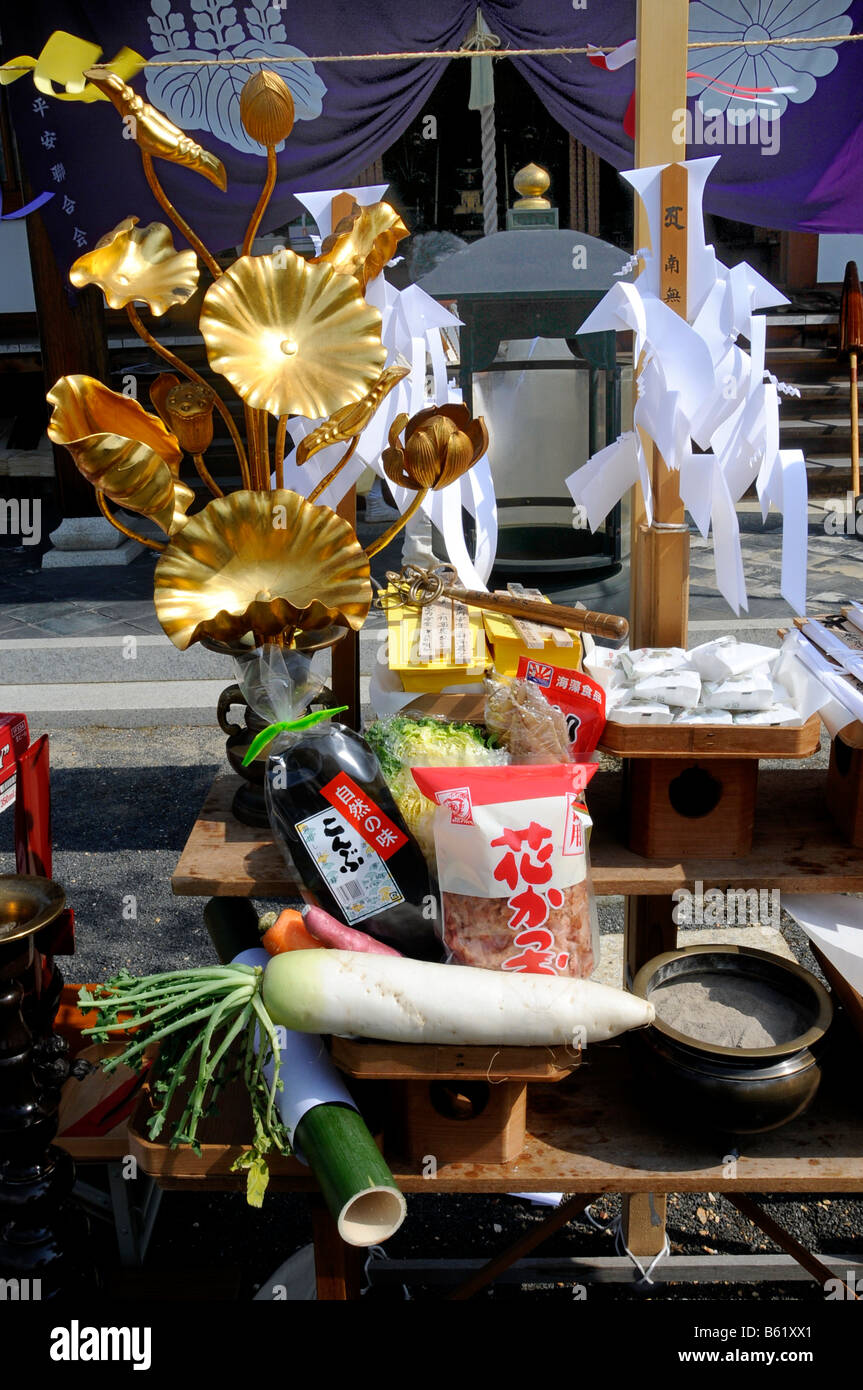 Offerings by the Yamabushi at the spring festival and fire walking, Shogoin Temple near Kyoto, Japan, Asia Stock Photo