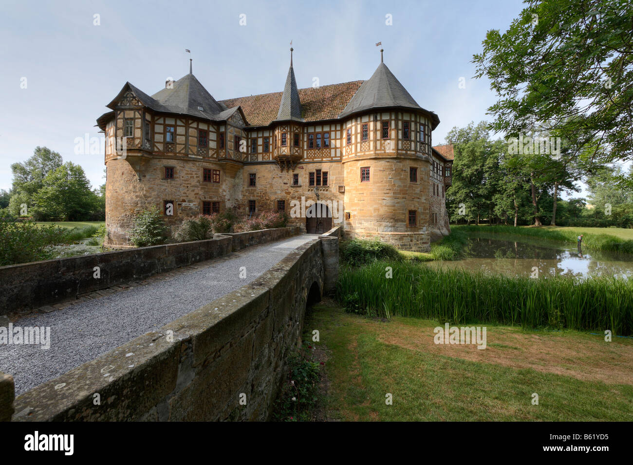 Irmelshausen Water Castle, Hoechheim, Rhoen-Grabfeld, Lower Franconia, Bavaria, Germany, Europe Stock Photo