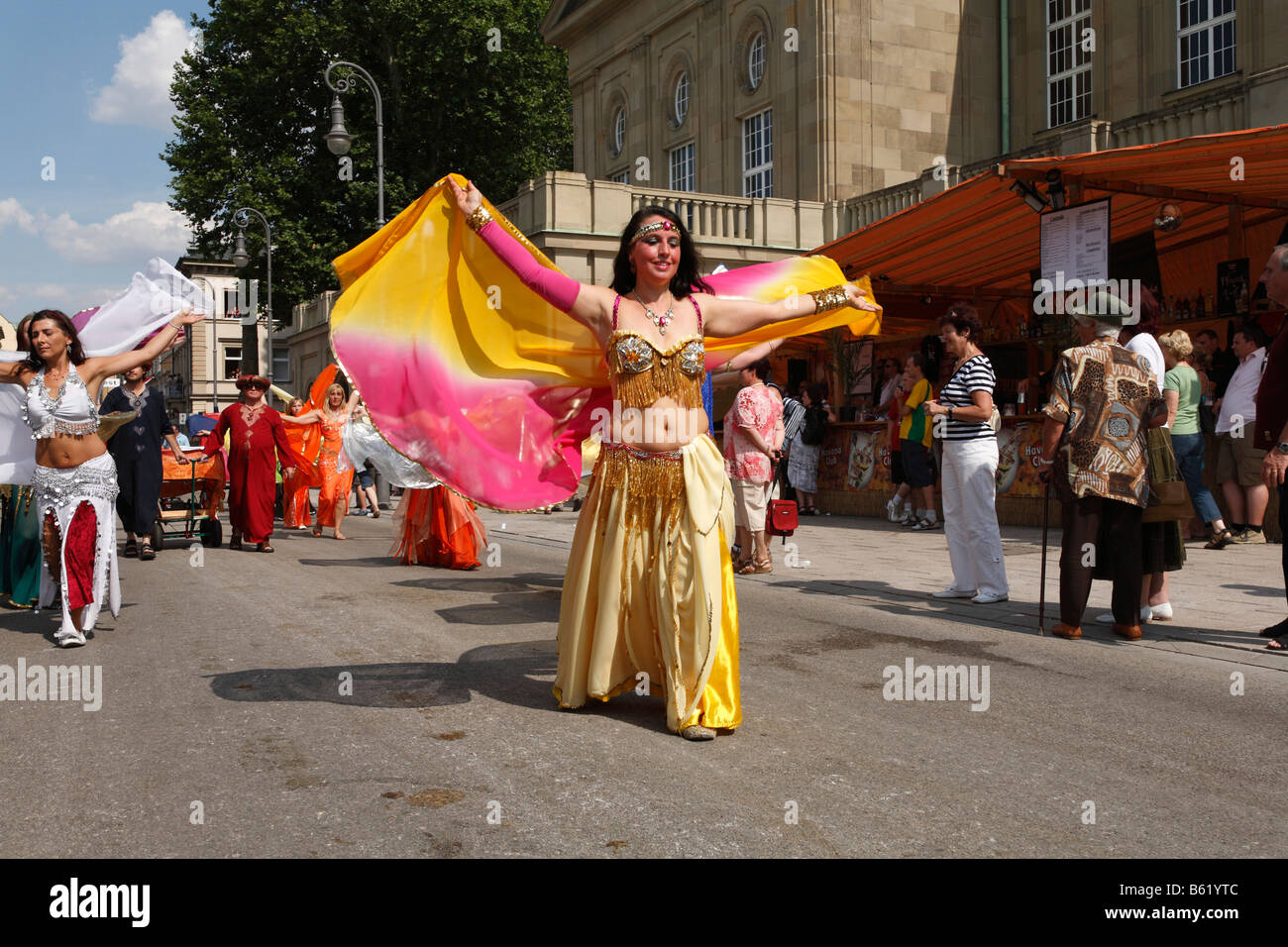 Historical parade, oriental dancing group, Rakoczi Festival, Bad Kissingen, Rhoen, Lower Franconia, Bavaria, Germany, Europe Stock Photo