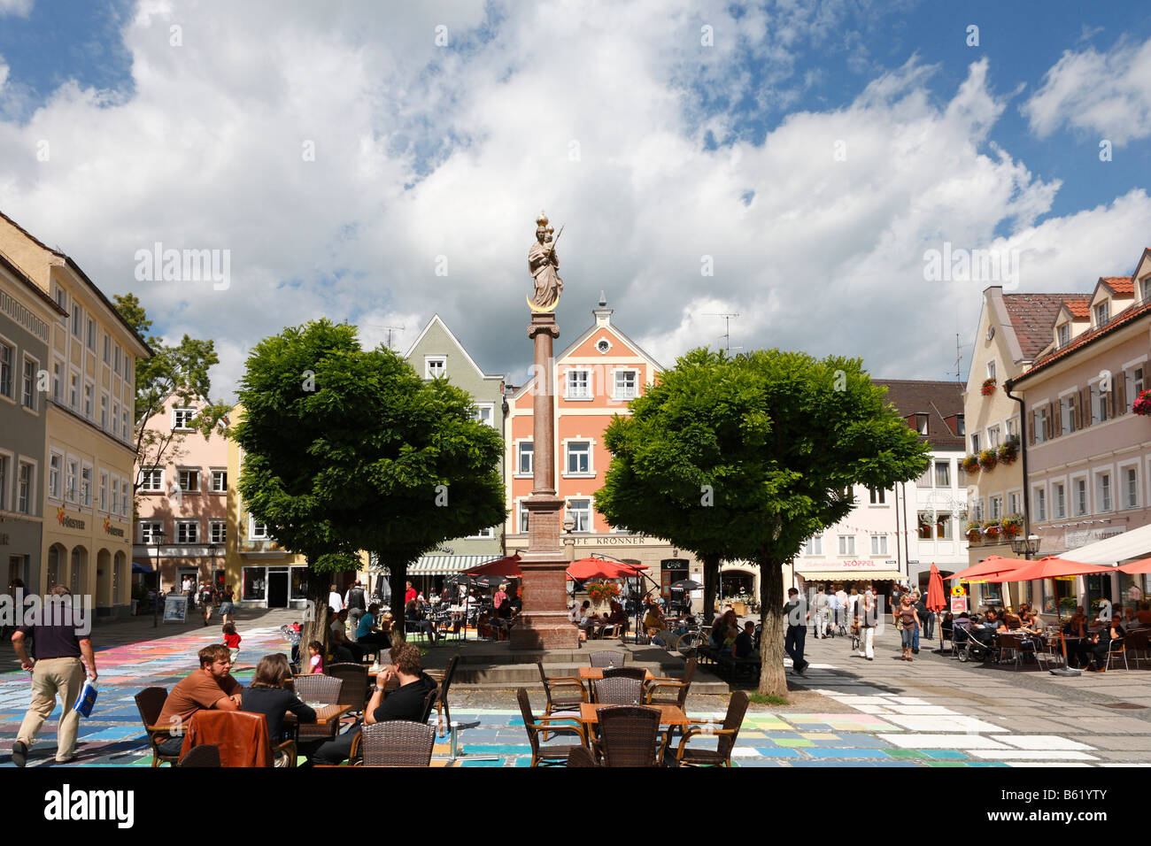 Marienplatz Square, Mariensaeule Column, Pfaffenwinkel, Upper Bavaria, Germany, Europe Stock Photo