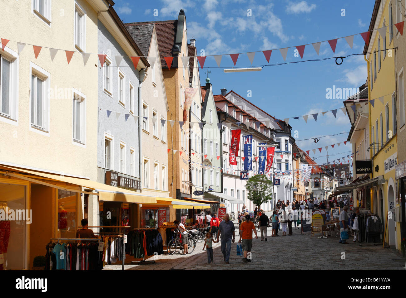 Schmiedstrasse Street in the centre of Weilheim, Pfaffenwinkel, Upper Bavaria, Germany, Europe Stock Photo