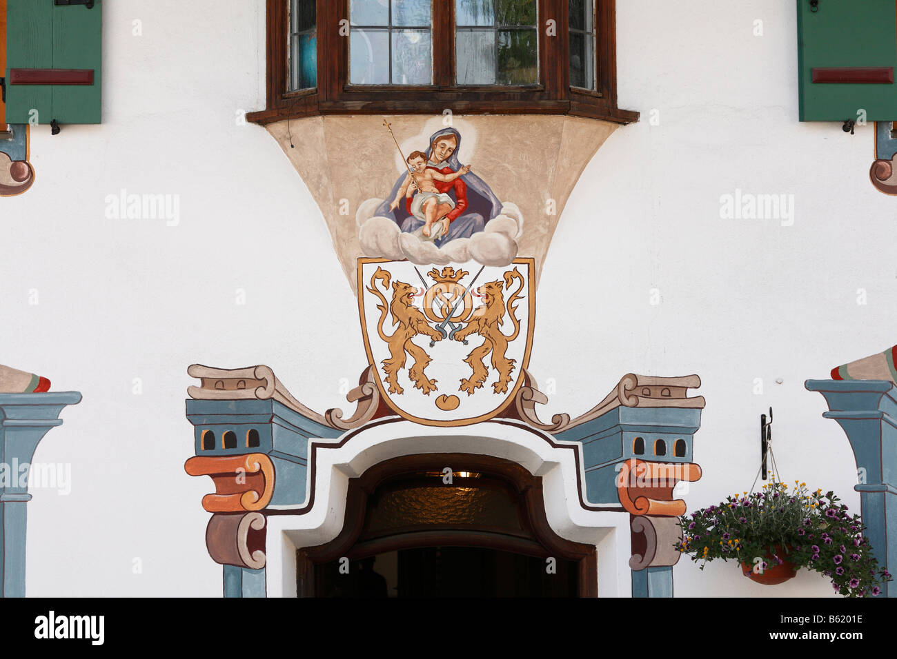 Lueftl painting on a farmhouse in Marquartstein, Chiemgau, Upper Bavaria, Germany, Europe Stock Photo