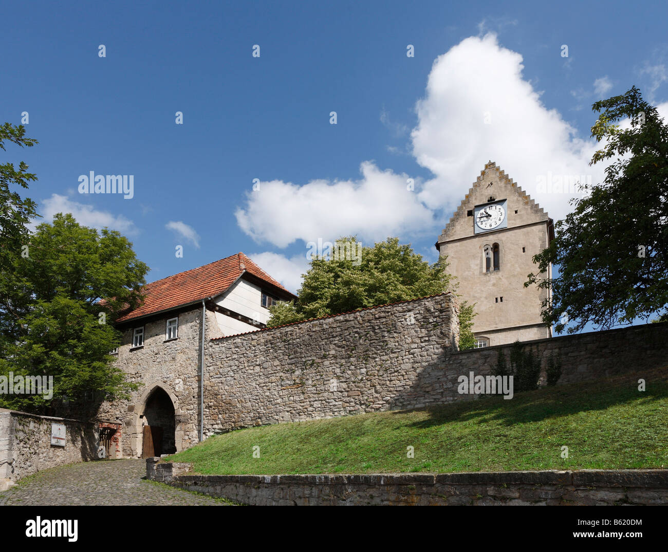 Fortified church in Kaltensundheim, Rhoen, Thuringia, Germany, Europe Stock Photo