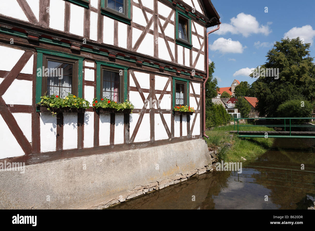 Halftimbered house in Kaltensundheim, Rhoen, Thuringia, Germany