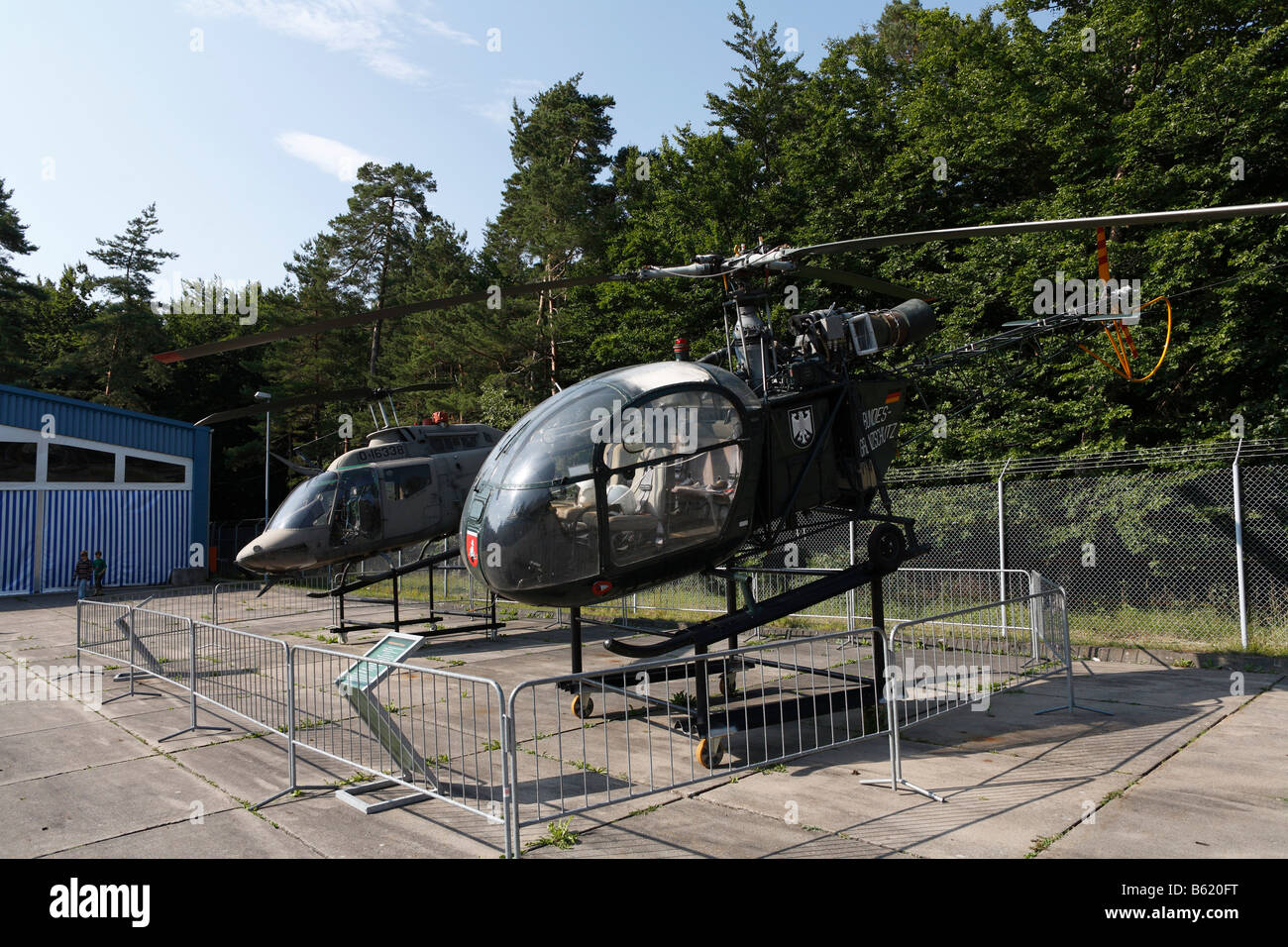 SE 3130 helicopter of the BGS or Bundesgrenzschutz or Federal Border Patrol, at the Point Alpha Border Museum along the former  Stock Photo